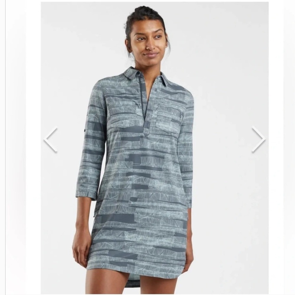 Title Nine Adventurista Activewear Shirt Dress SZ L Geometric Print Beach Surf
